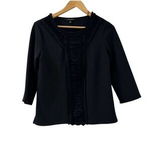 Banana Republic Black Ruffle 3/4 Sleeve Sweater XS